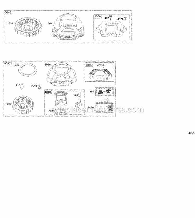 Page B Diagram and Parts List for 407777-0156-E1  Briggs and Stratton Engine